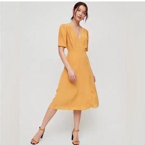 Aritzia Wilfred Mirabelle yellow (Cairo gold) midi dress
